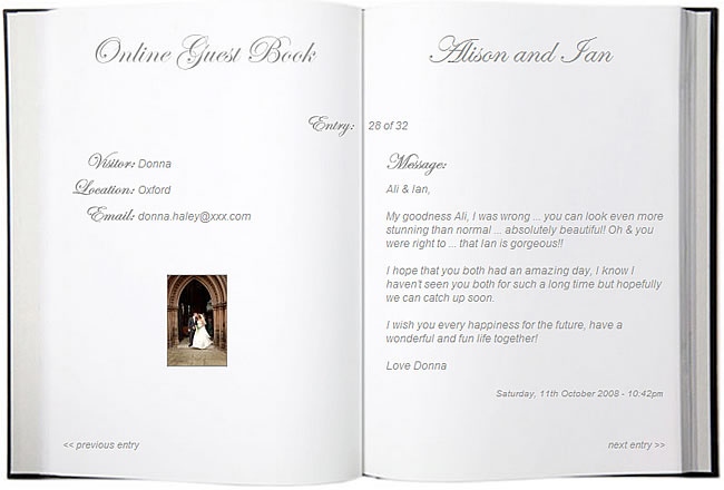 Example screen of the LUX Album Guest Book